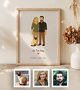Portrait de famille cartoon du trio cosy