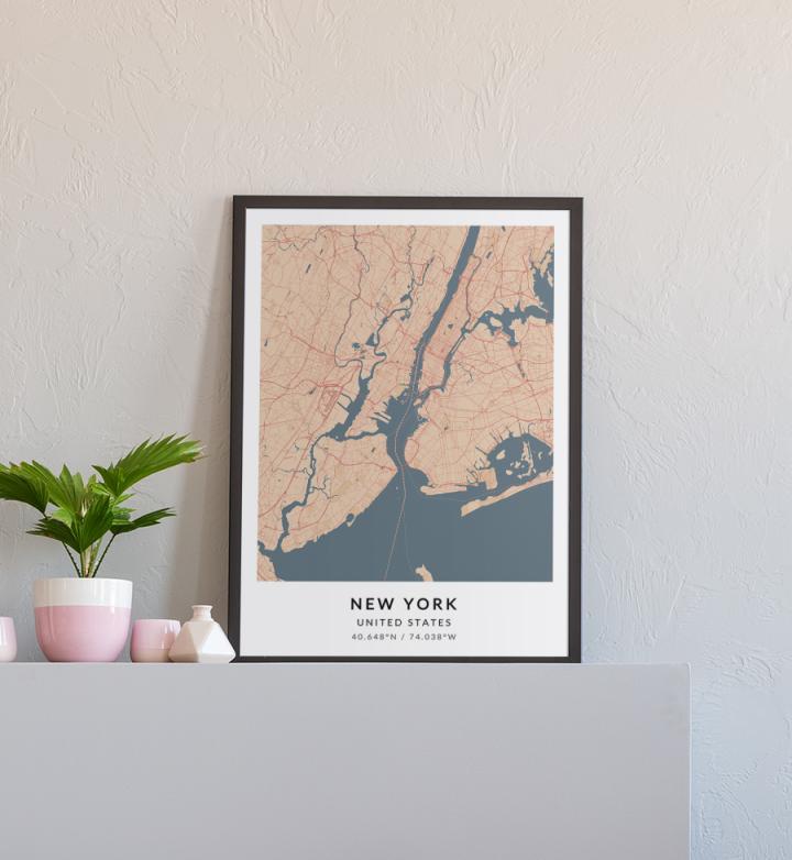 "New York" Kaart Print
