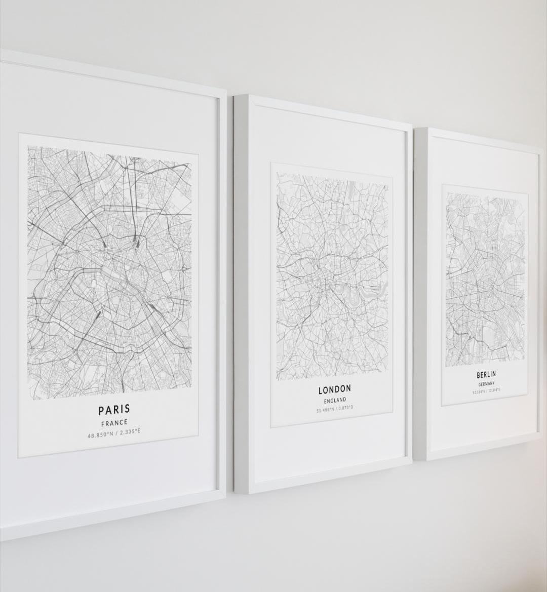 Framed City Map Prints Create Customized City Map Posters - Revellia