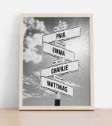 Tela Poster Personalizzata Con Segnale Stradale Vintage - Regalo Con Nomi E Data Per Anniversario, Matrimonio O Compleanno
