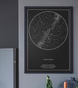 A starmap poster on a grey wall