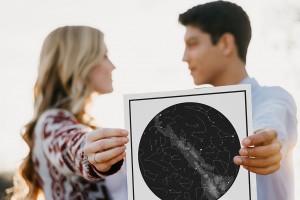 Carte des étoiles cadeau couple