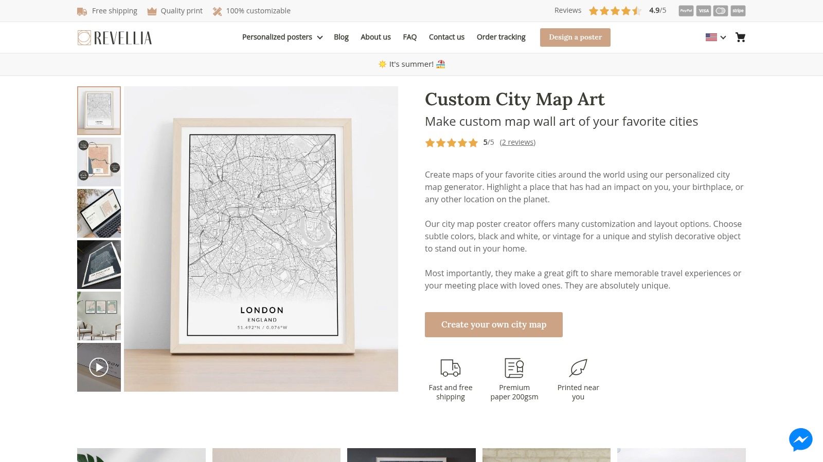 Personalized city map poster