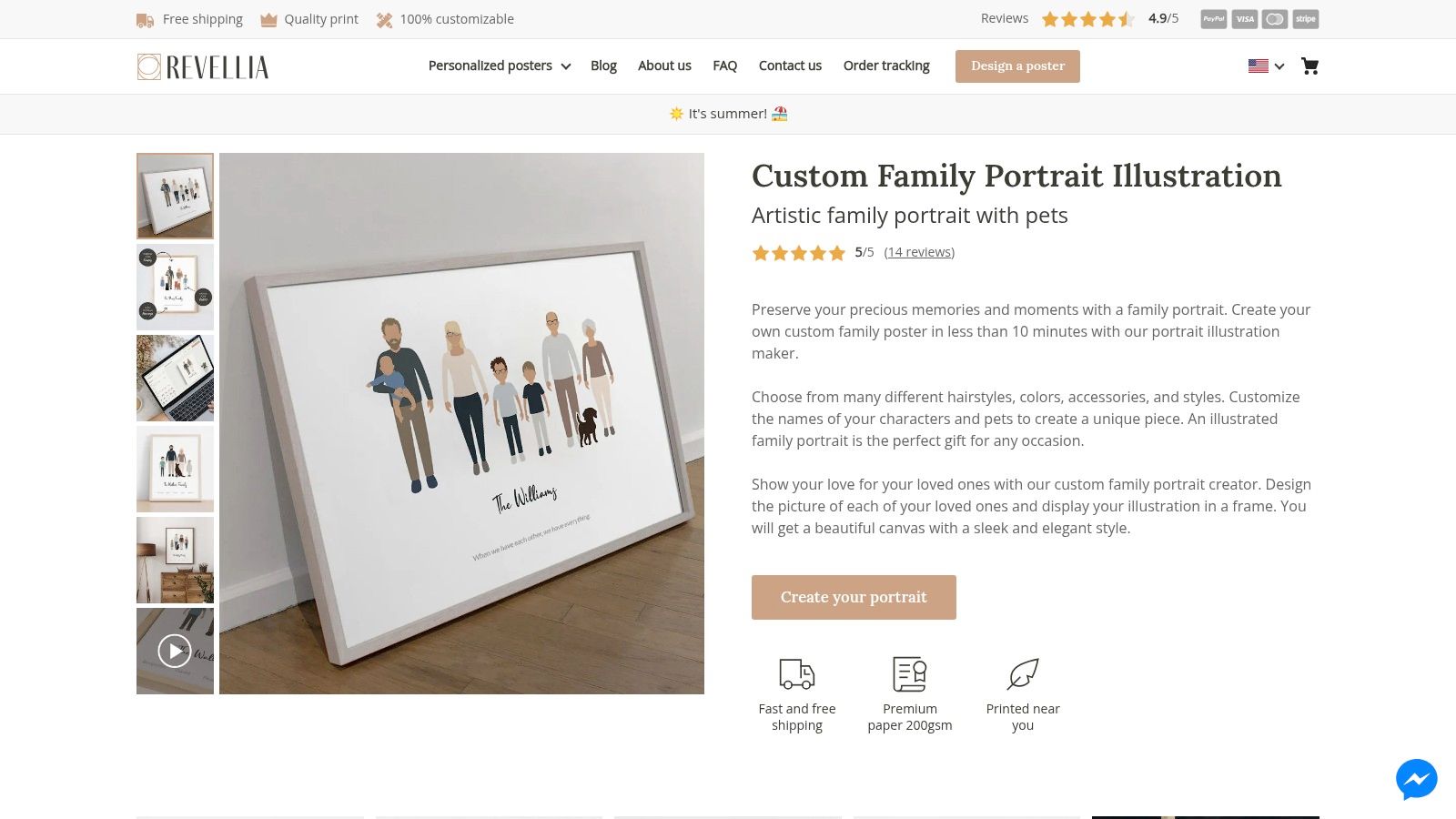 Personalized family portrait poster