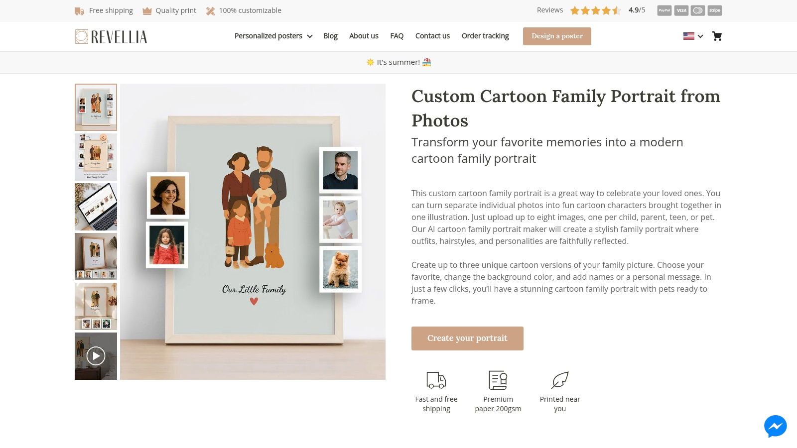 Custom cartoon family portrait