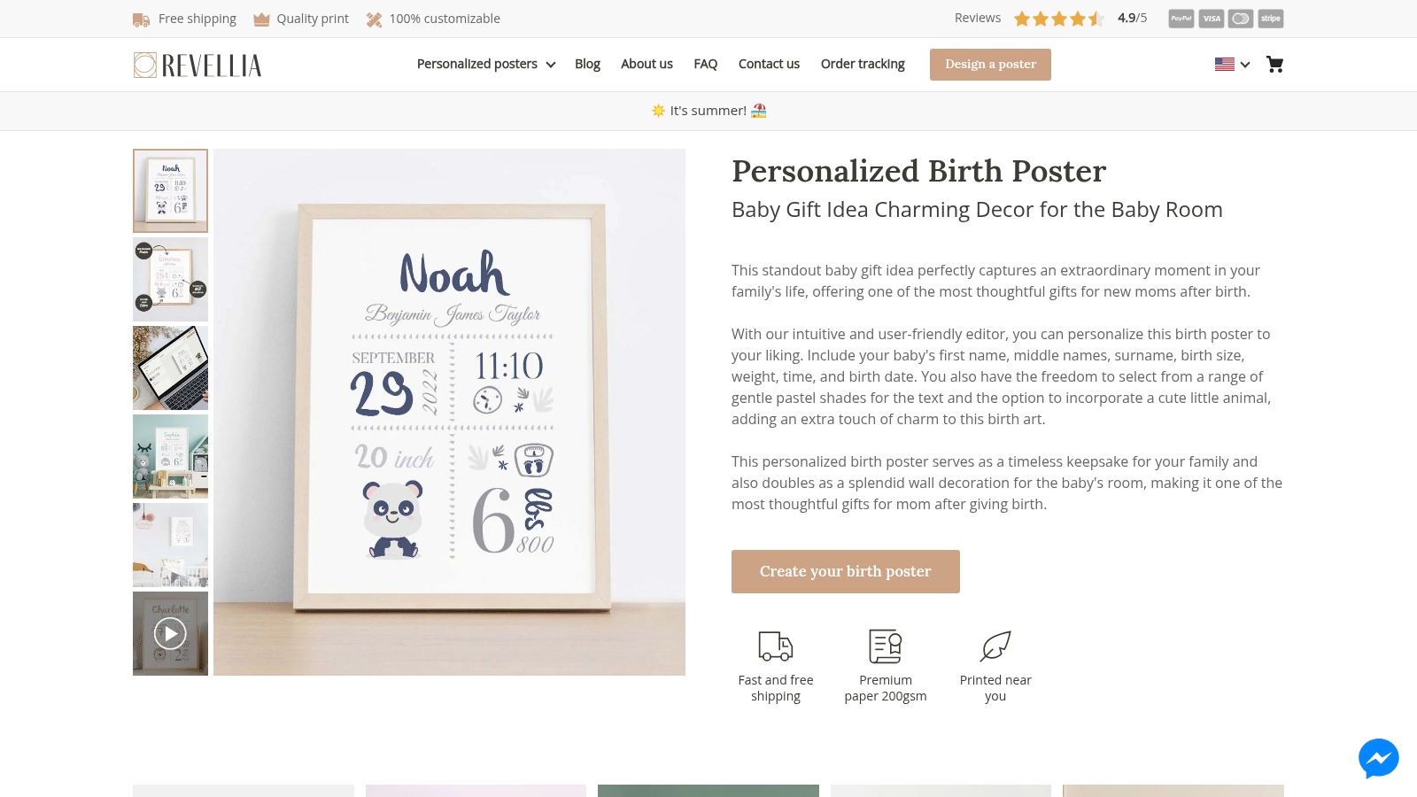 Personalized birth poster