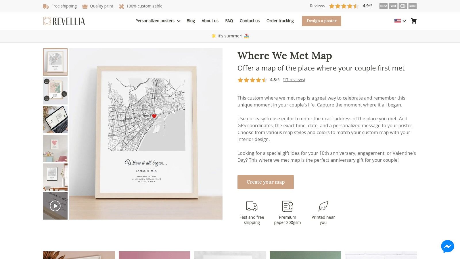 Personalized where we met map poster