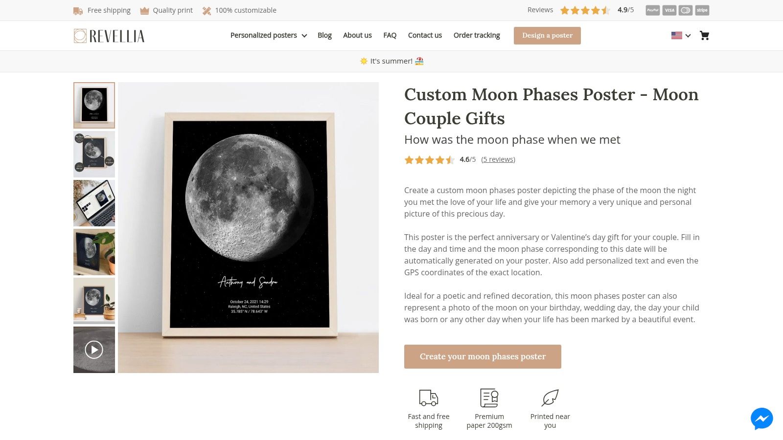 Personalized moon phases poster